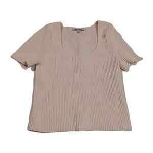 Madewell Striped Embroidered Crop Top Cream Color Small Classic Streetwear...